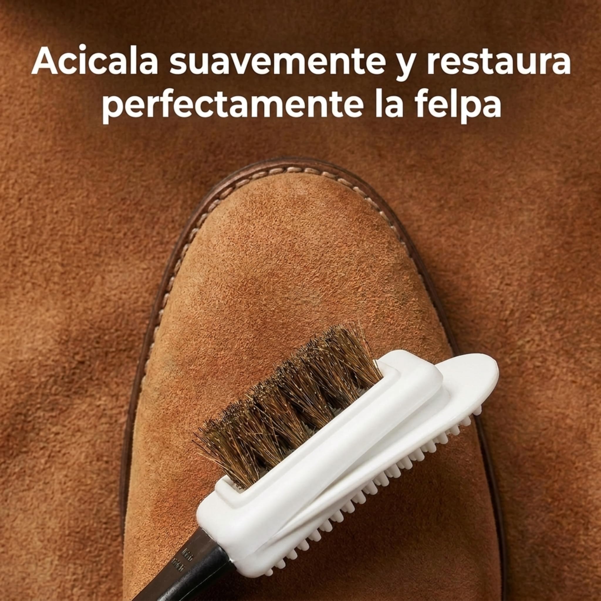Kaps Cepillo de Limpieza de 4 Caras Multifuncional de Calidad para Nubuk y Ante, Cerdas de Latón, Limpia y Da un Cepillado Perfecto