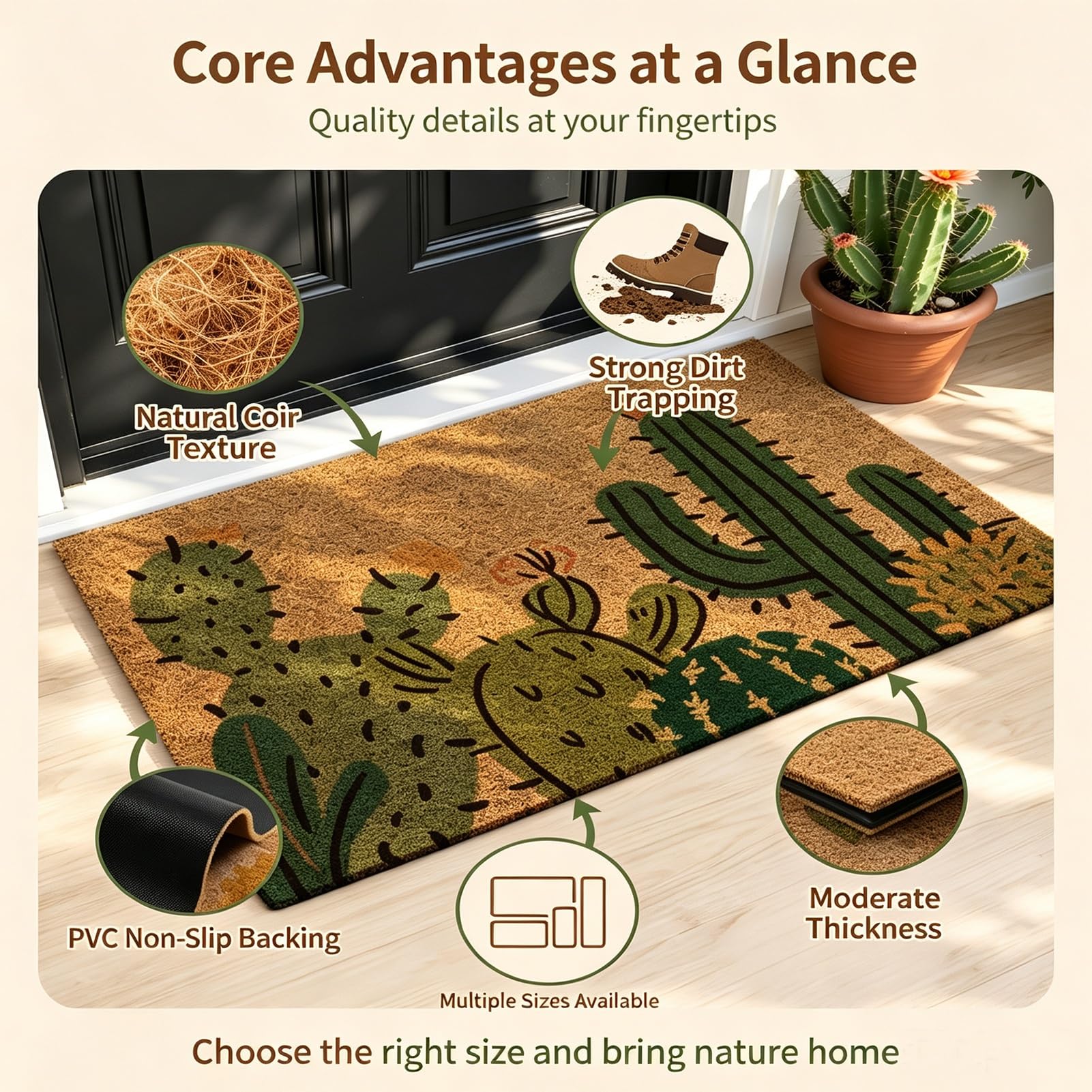 Zerbini Per Ingresso Esterno Tappeto Impermeabile | Non-slip Low Profile Durable Door Mat per Ingresso Interno Esterno Tappeto Esterno Terrazzo(A,60x90cm)