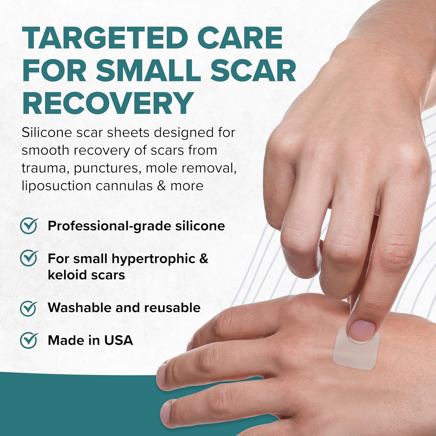 Epi-Derm Epi-Tab Squares Silicone Scar Sheets – Professional-Grade, Washable & Reusable Silicone Patches for Small Hypertrophic & Keloid Scars from Trauma, Liposuction & More - Clear, 30-Pack