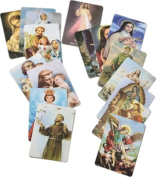 Catholic Holy Card Prayer Cards with Metal Box, Catholic Gifts, Assorted Saints Cards with Catholic Saints and Prayers - Pack of 144