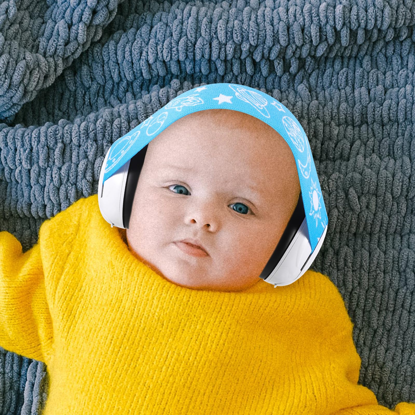 Auriculares Antiruido para Bebés Protección Auditiva, Diseño Cómodo y Ligero, Orejeras Azules Ajustables para Dormir y Viajes, Reducción de Ruido Efectiva para Recién Nacido