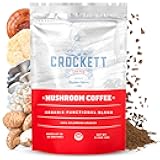 Crockett Coffee Organic Mushroom Coffee with MCT Oil | Antioxidant Rich Functional Blend of 7 Organic Mushrooms for Clear Focus, Gut Health & Clean Energy | Bold American Made Flavor, 30 Servings