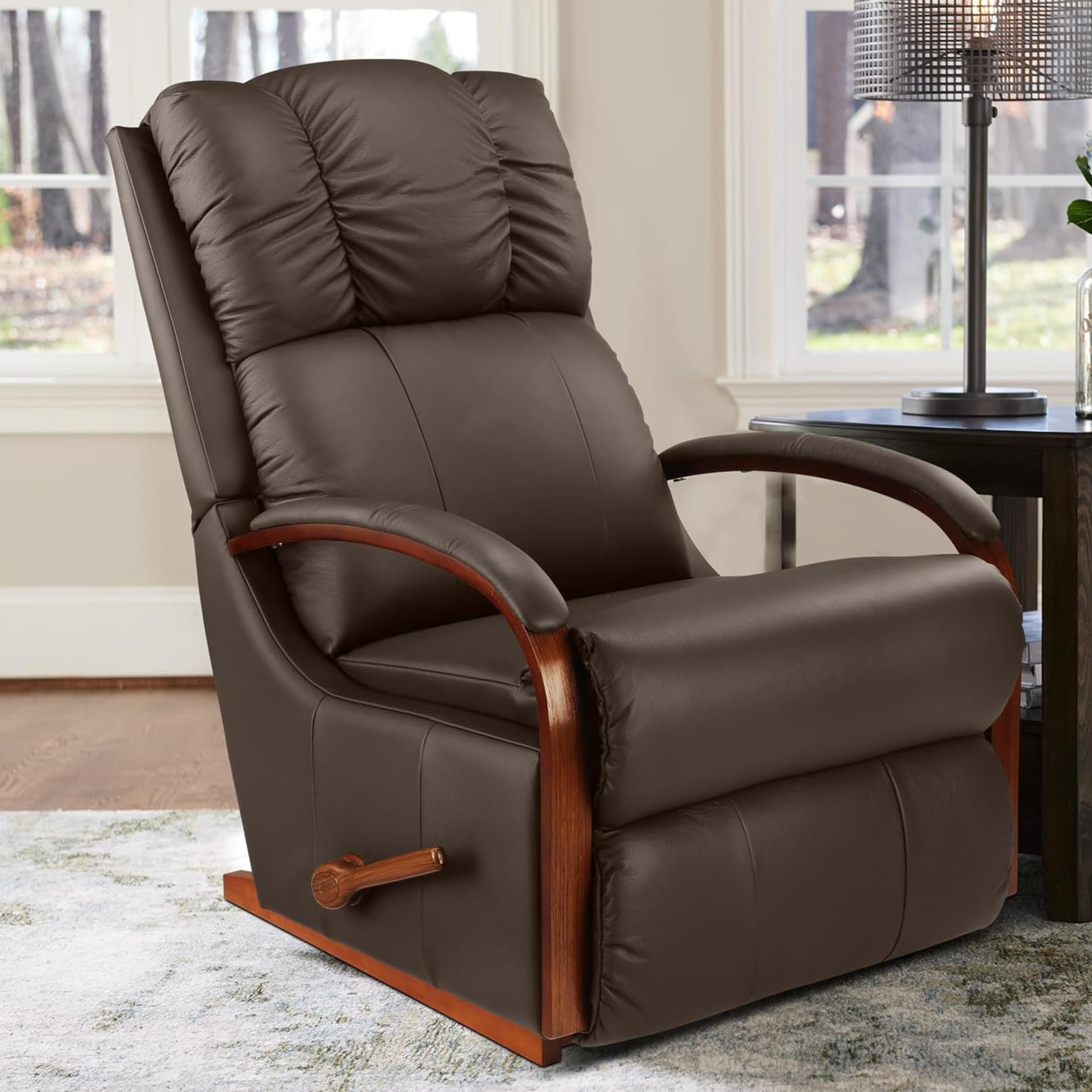 LA Z BOY American Imported Harbor Town Single Seater Manual Italian Leather Reclina Rocker Recliner Sofa | Premium Durable Iconic Comfort Home Design | Living Room Relax Seating Chair | Mocca-picture-25
