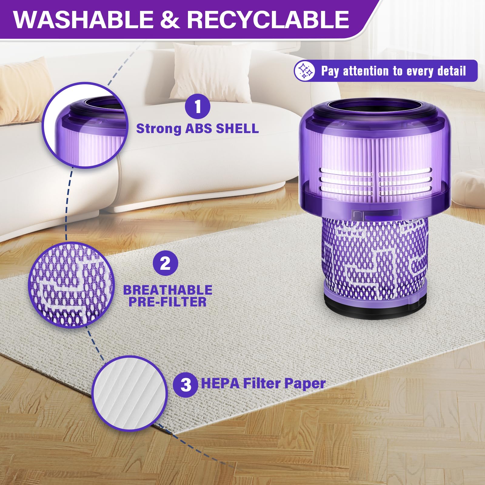 Amazon.com - 3 Pack V9 SV18 Vacuum Filter Replacement for Dyson V9