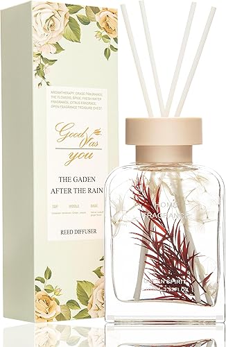 El juego de difusor de junco, 3.35 onzas (4.1 fl oz), es un gran regalo, esenciales para el hogar nuevo, decoración de baño (té blanco)