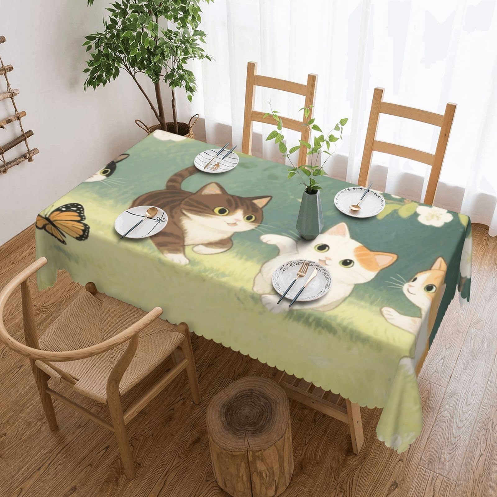 Nappe de table pour fête jardin et dîners intérieurs motif chatons