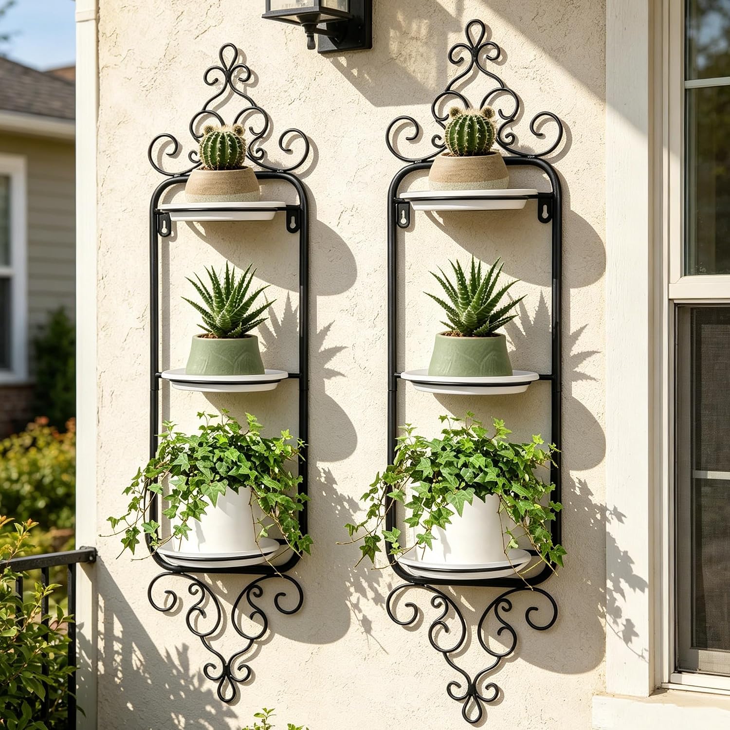 AQQHSAIN 2 Pcs Wall Plant Holder Wall Mounted Hanging Planter Vase for Indoor Outdoor Plants Window Plant Shelves Metal Hanging Planters for Indoor Plants and Flowers