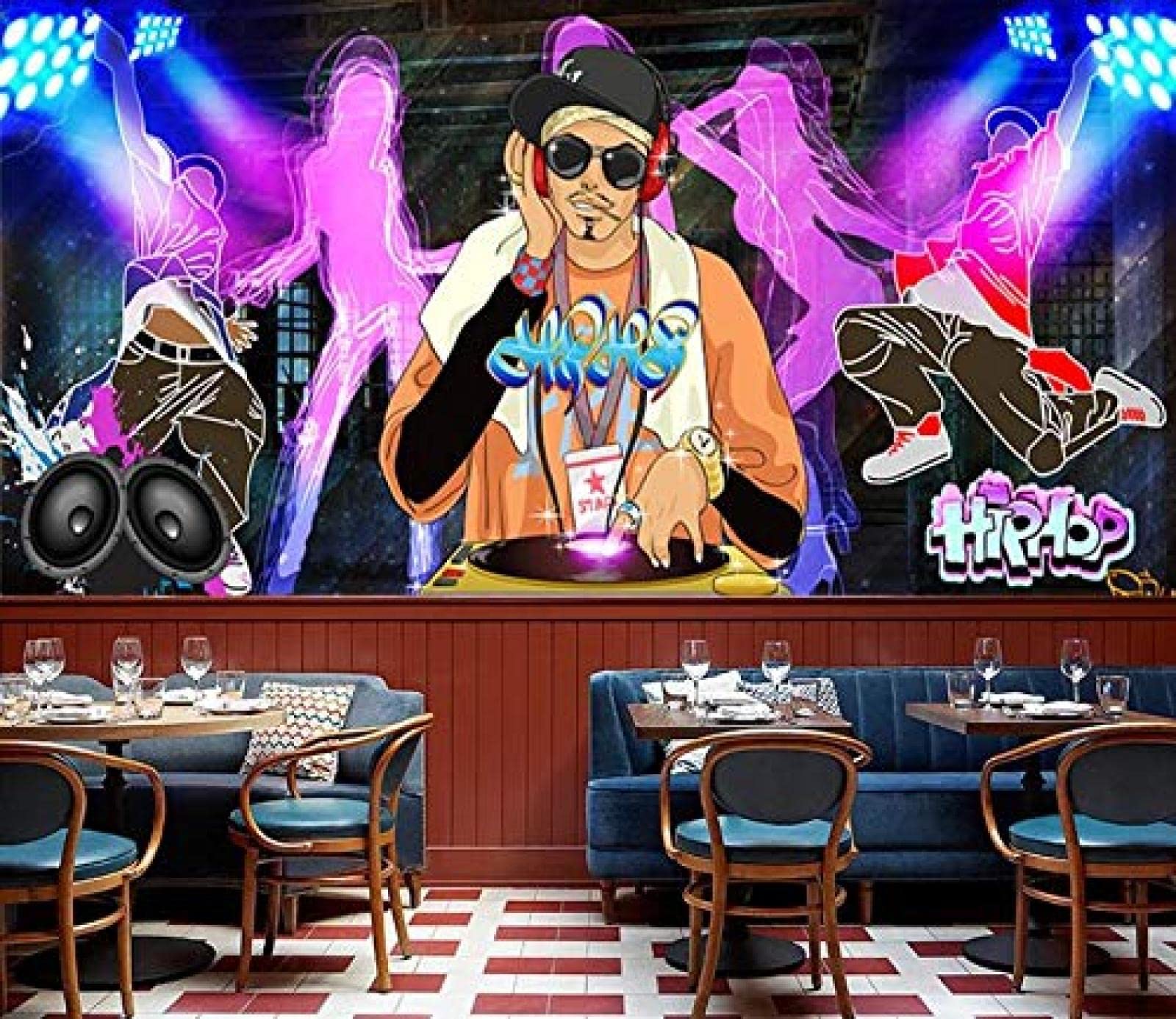 XLMING DJ di musica 3D fotomurali poster murale Soggiorno camera letto minimalista tv sfondo-300cm×210cm