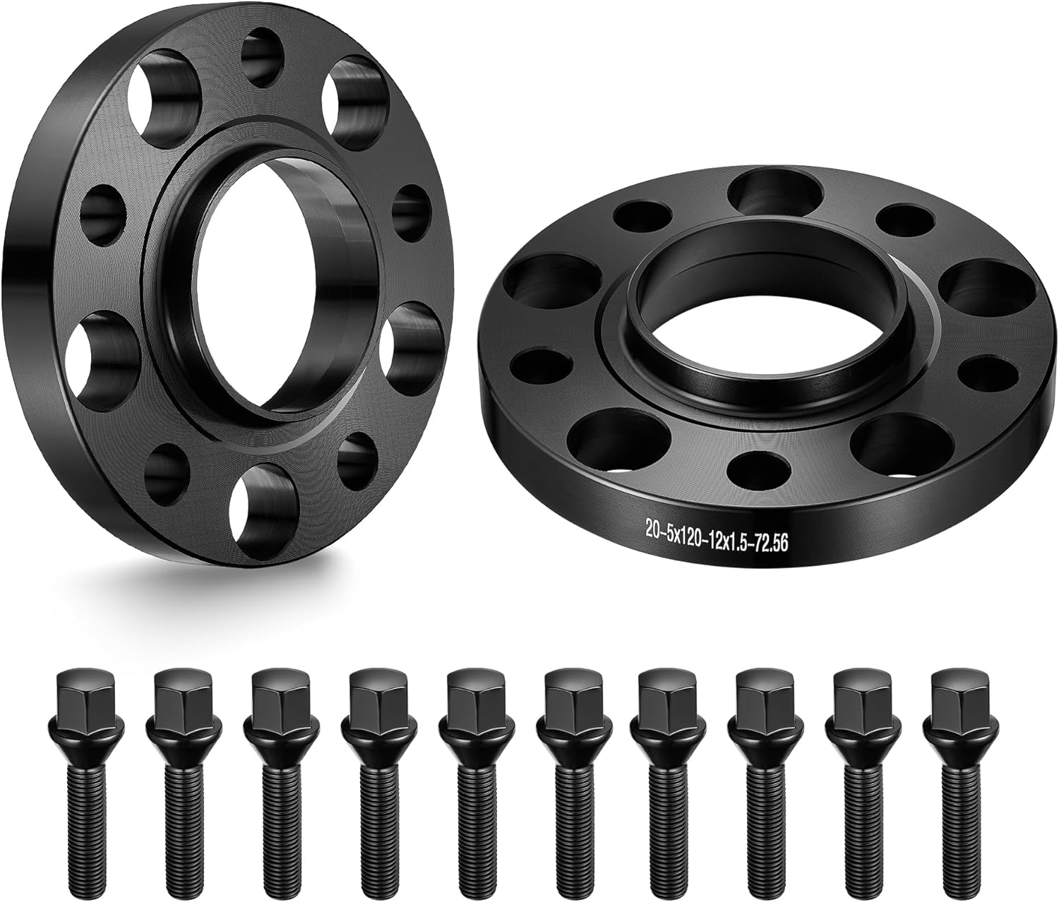 EVIL ENERGY 5x120 Wheel Spacers 20 mm Compatible with BMW, 5x120 mm Hubcentric with Lip 5 Lugs 72.56 mm Hub Bore, Wheel Spacer Fit for M12x1.5 Studs Black 2 pcs