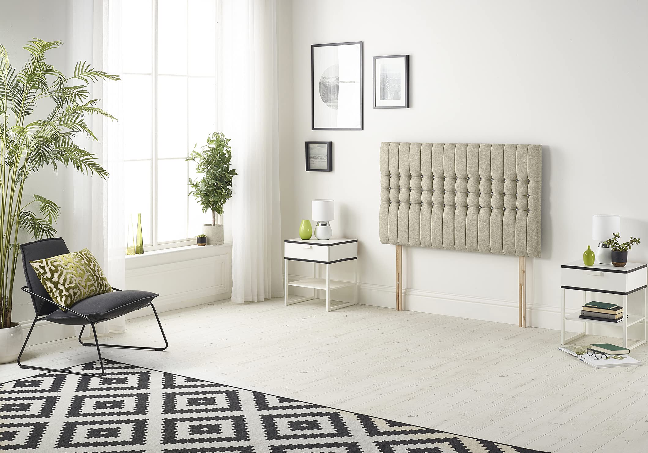 Bed Centre Galaxy 32 Inch Or 54 Inch Headboard Available In Multiple Fabrics and Colours - 3FT,4FT,4FT6,5FT,6FT (4FT Small Double, 54 Inch High Floor Standing, Linen Wheat)