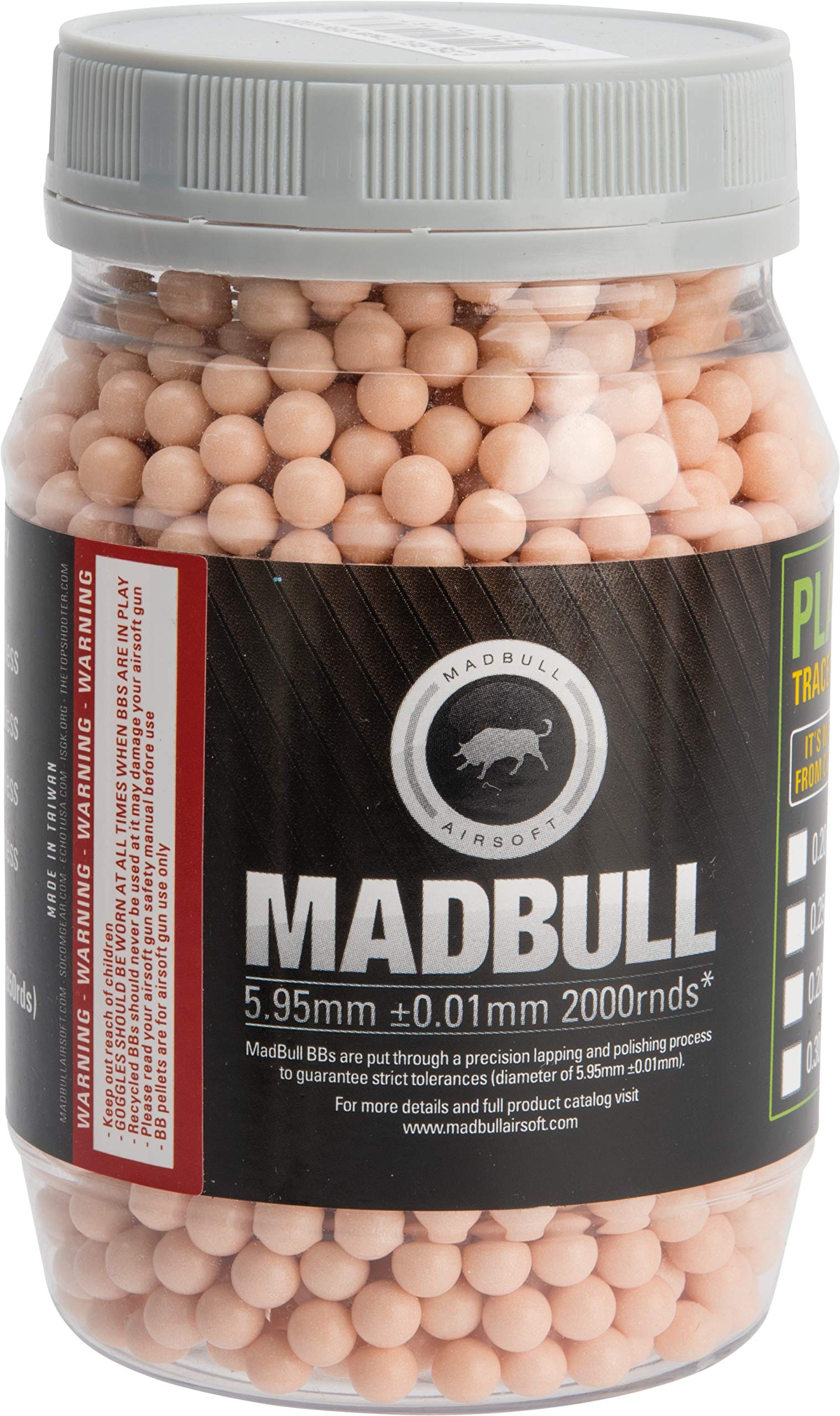 Evike Airsoft - MadBull Precision 6mm Airsoft Glow BB (Model: .25g K Red / 2000rd Bottle)