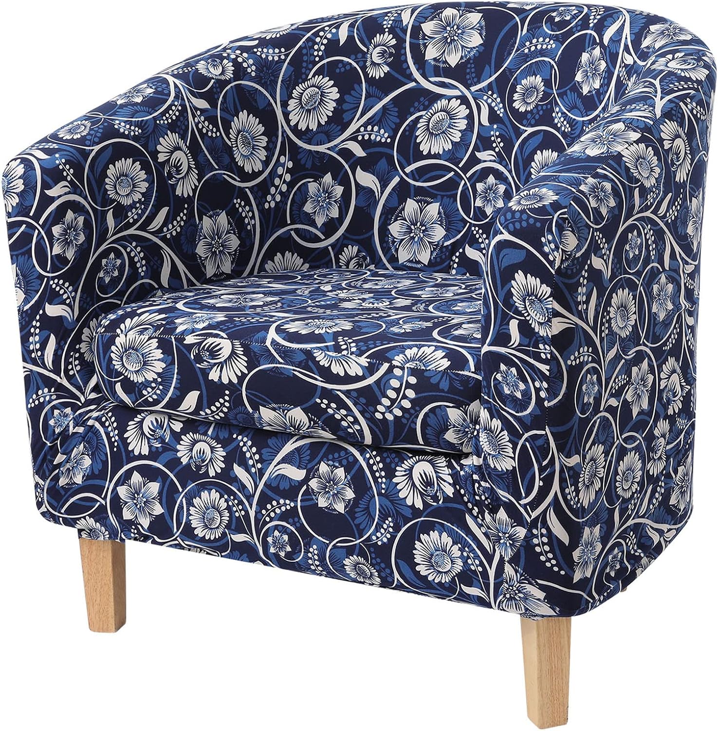hyha 2 Pieces Printed Tub Chair Slipover with Cushion Cover, Removable