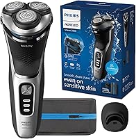 Philips Norelco Shaver 3900 Series S3341/92 Wet/Dry Rotary Shaver, 5D Flex Heads, 60 Min Battery, Sensitive Skin Friendly, Storm Blue