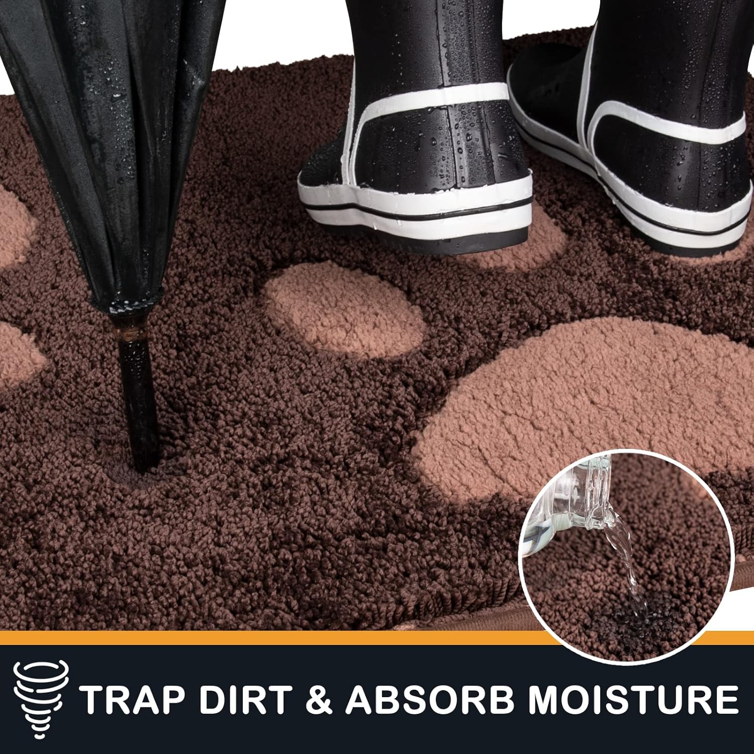PURRUGS Dirt Trapping Door Mat 24" x 35.5", Non-Skid/Slip Machine Washable Microfiber Entryway Rug, Dog Doormat, Super Absorbent Welcome Mat for Muddy Wet Shoes and Paws, Brown