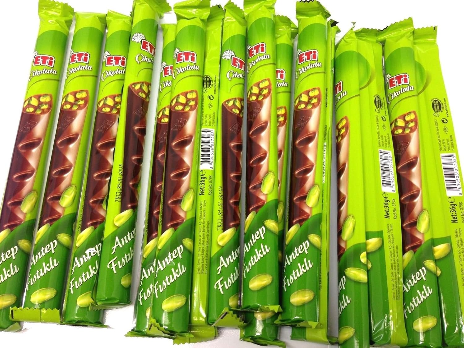 Chocolate with Pistachio, Turkish Chocolate, Eti, 1 Box-16 Pcs