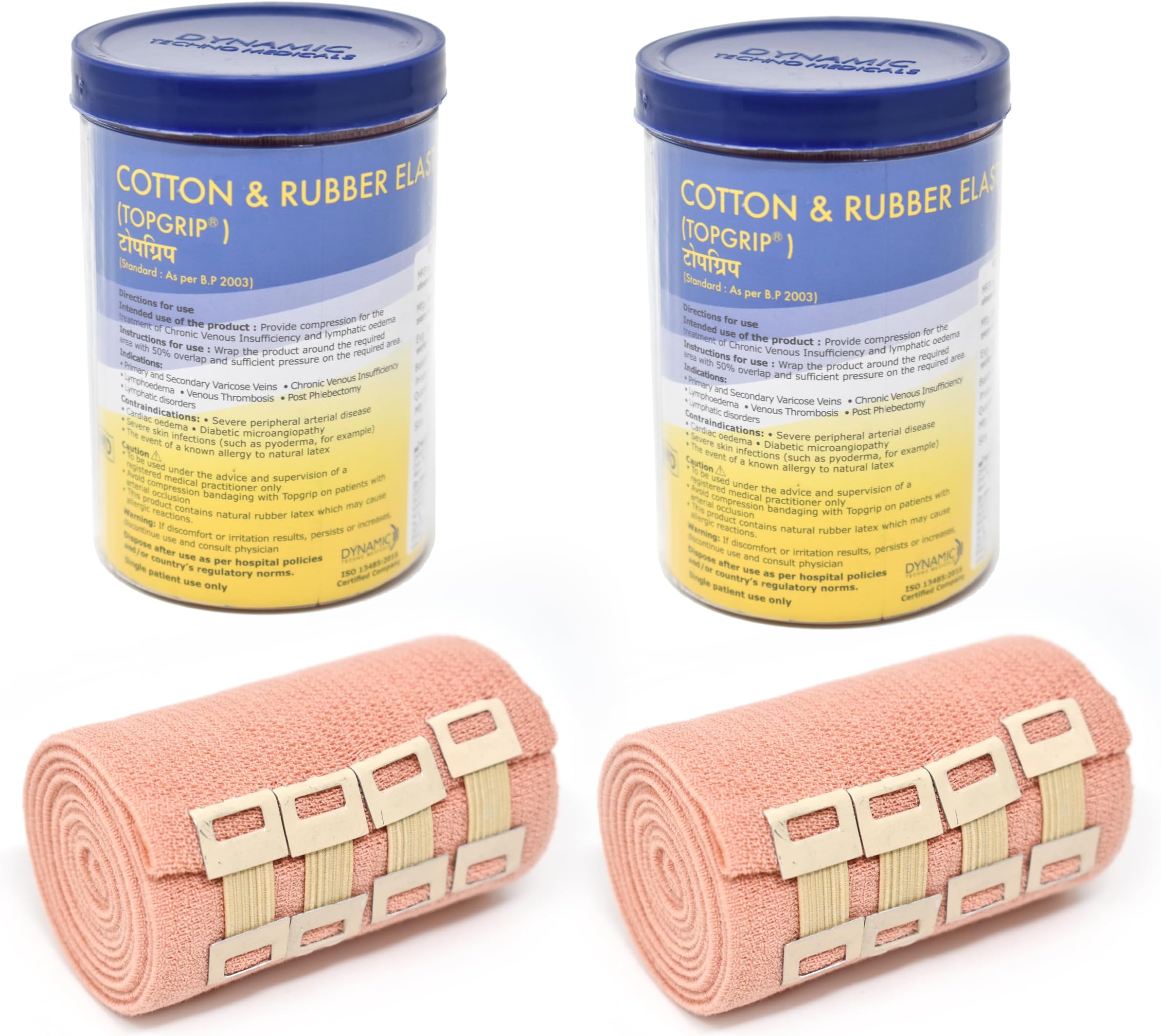 TopGrip Cotton and Rubber Elastic Bandage (Width 8 * 4 M stretch Length) pack of 2