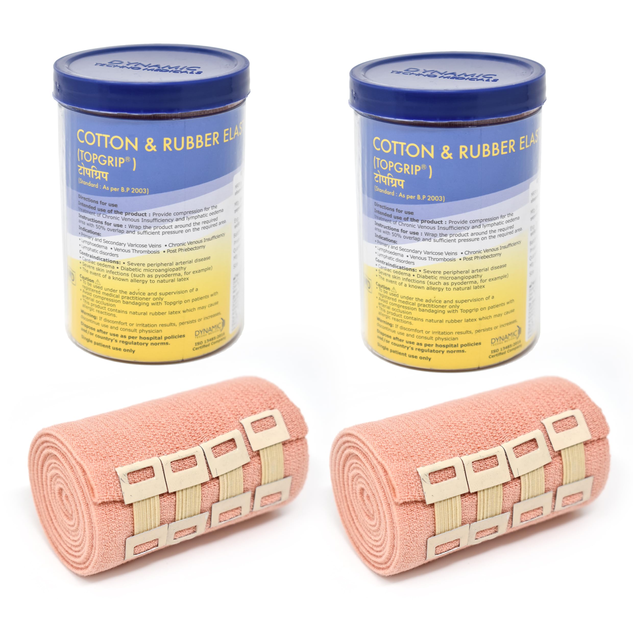 TopGrip Cotton and Rubber Elastic Bandage (Width 8 * 4 M stretch Length) pack of 2