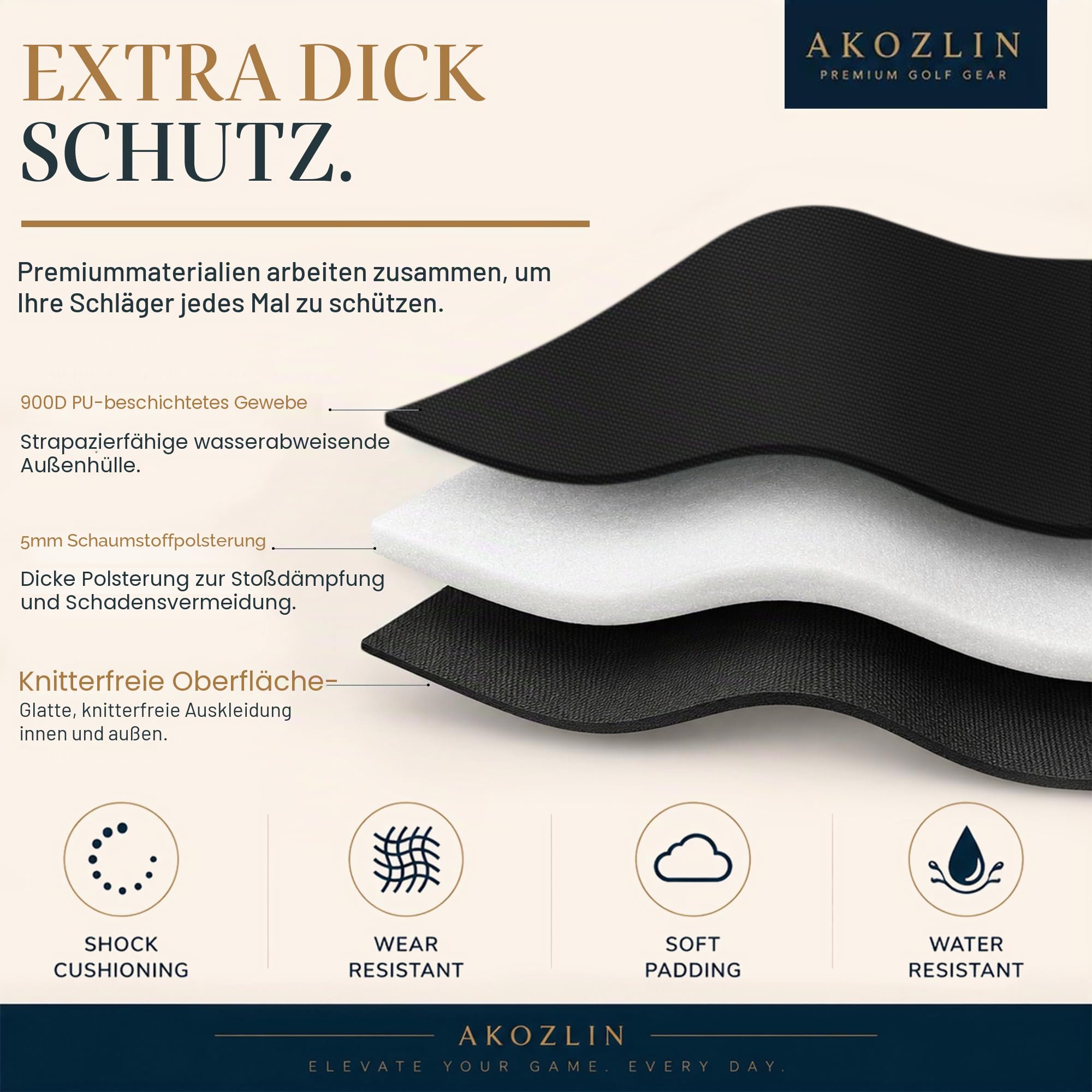 AKOZLIN Tragbare Golfschlägertasche,Für 8-10 Golfschläger,Schwarz | Für 8-10 Golfschläger