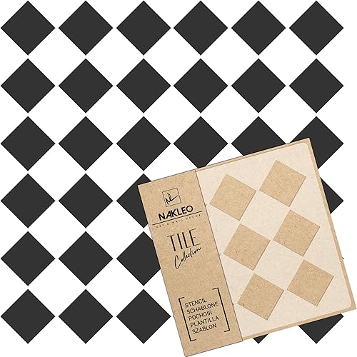 Miniatura 1 de CARREAU - Plantilla de plástico reutilizable para azulejos, geométricos marroquíes, pared de suelo (17.7 x 17.7 pulgadas)