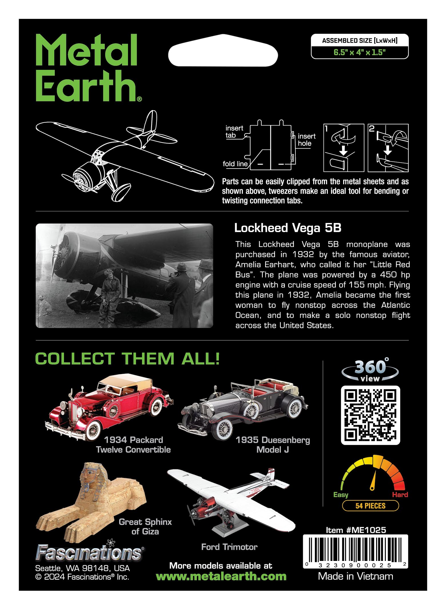 Metal Earth Lockheed Vega 5B Metal Model Kit Fascinations - Image 7