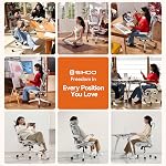Chaise de bureau SIHOO B100, chaise de bureau ergonomique confortable, chaise d'ordinateur à dossier haut avec support lombaire dynamique adaptatif, accoudoirs rabattables pour jouer de la guitare, chaise de bureau pivotante pour de longues heures, Gris