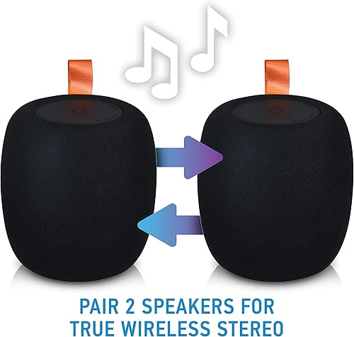 Miniatura 6 de Acoustic Research Altavoz inalámbrico portátil de tela, sonido de 360 grados, rango de 100 pies, estéreo inalámbrico verdadero, recargable, luz LED