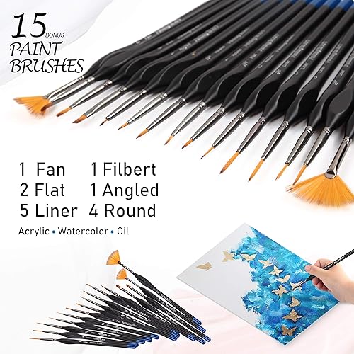 Miniatura 3 de Falling in Art Pinceles de pintura en miniatura para pintura acrílica, juego de 15 pinceles de nailon para detalles finos, pinceles de acuarela de