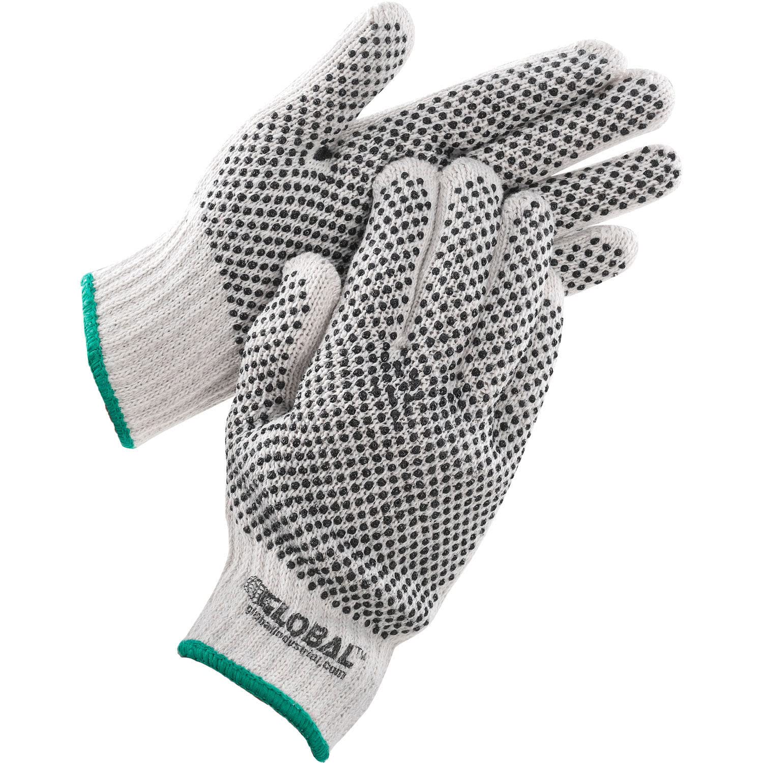 Global Industrial PVC Dot Knit Gloves, Double-Sided, Black, Medium