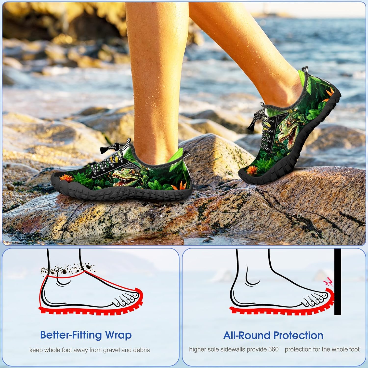 Built-in Heel Grips Water Shoes for Kids Girls Boys Hiking Wide Barefoot Swim Beach Pool Big Kid
