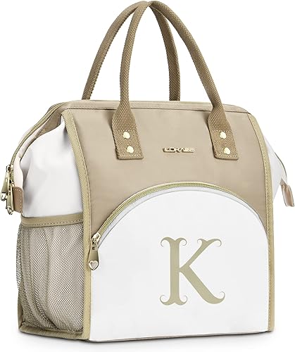 Miniatura 23 de Lonchera personalizada para mujer, bolsa de almuerzo reutilizable con iniciales, aislada, lonchera para adultos de apertura amplia, enfriadora de