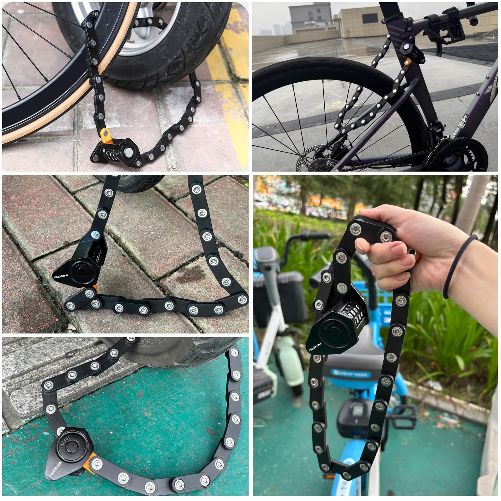 Faltschloss Fahrradschloss mit Zahlenschloss – 80 cm | leicht & kompakt | für Arbeitsweg, Schule & Pendler | inkl. Halterung | Diebstahlschutz für E-Bike, E-Scooter, Citybike, MTB & Roller
