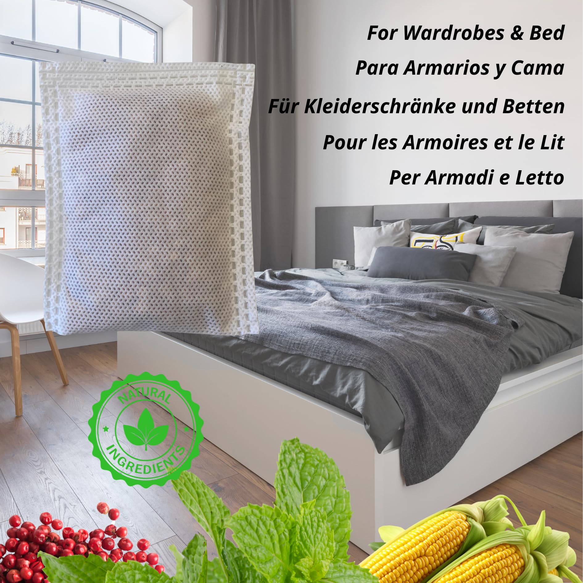 Tratamiento antiácaros a Base de Hierbas | Eliminador Natural de ácaros | Ahuyenta ácaros y polillas en Ropa de Cama, sofás, armarios, alfombras y Cojines | Pack de 10