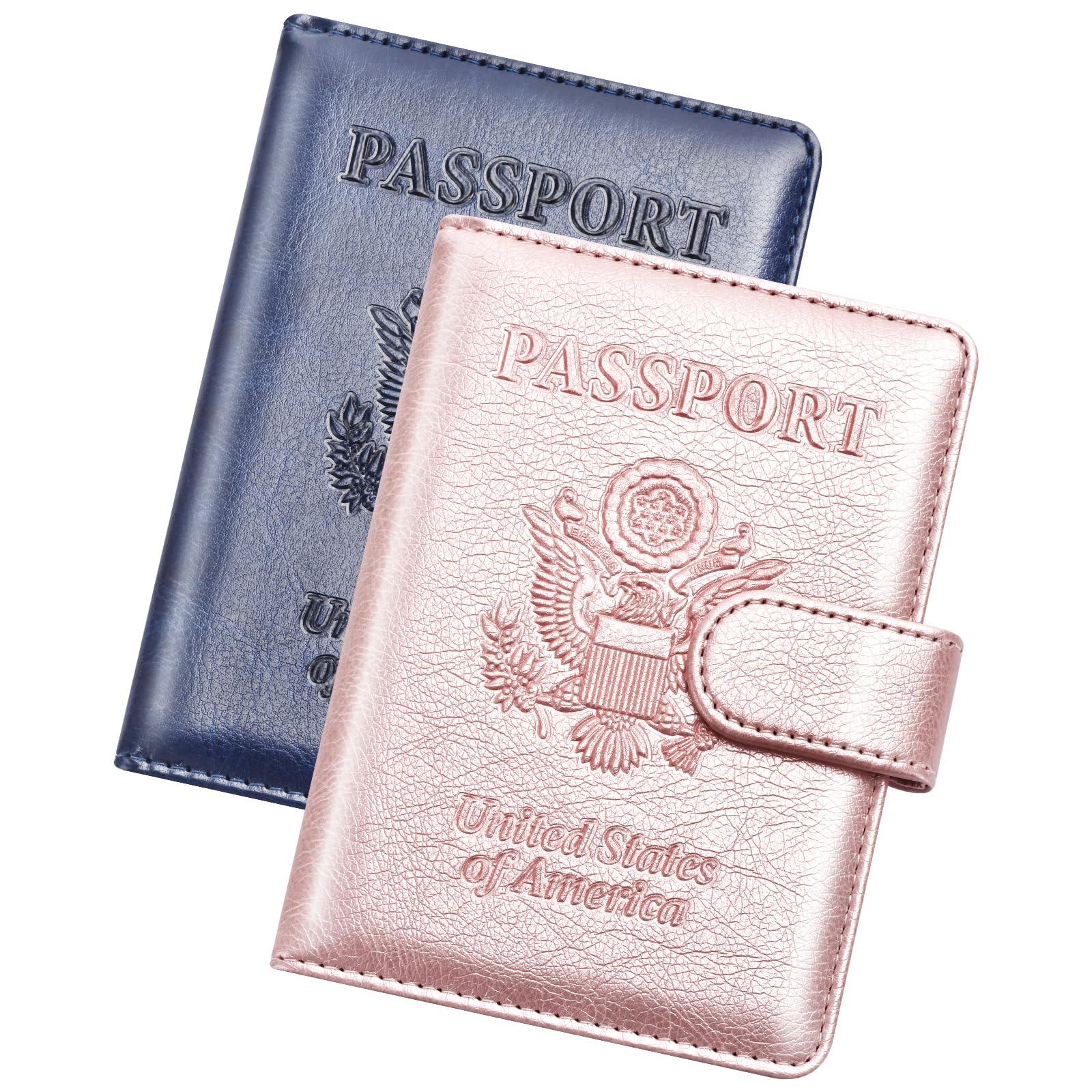 Herain Passport Holder for Travel Cruise Essentials, 2 Pcs Passport Cover Wallet Case Travel Gifts Women Men Family, RFID Passports Book Card Holders