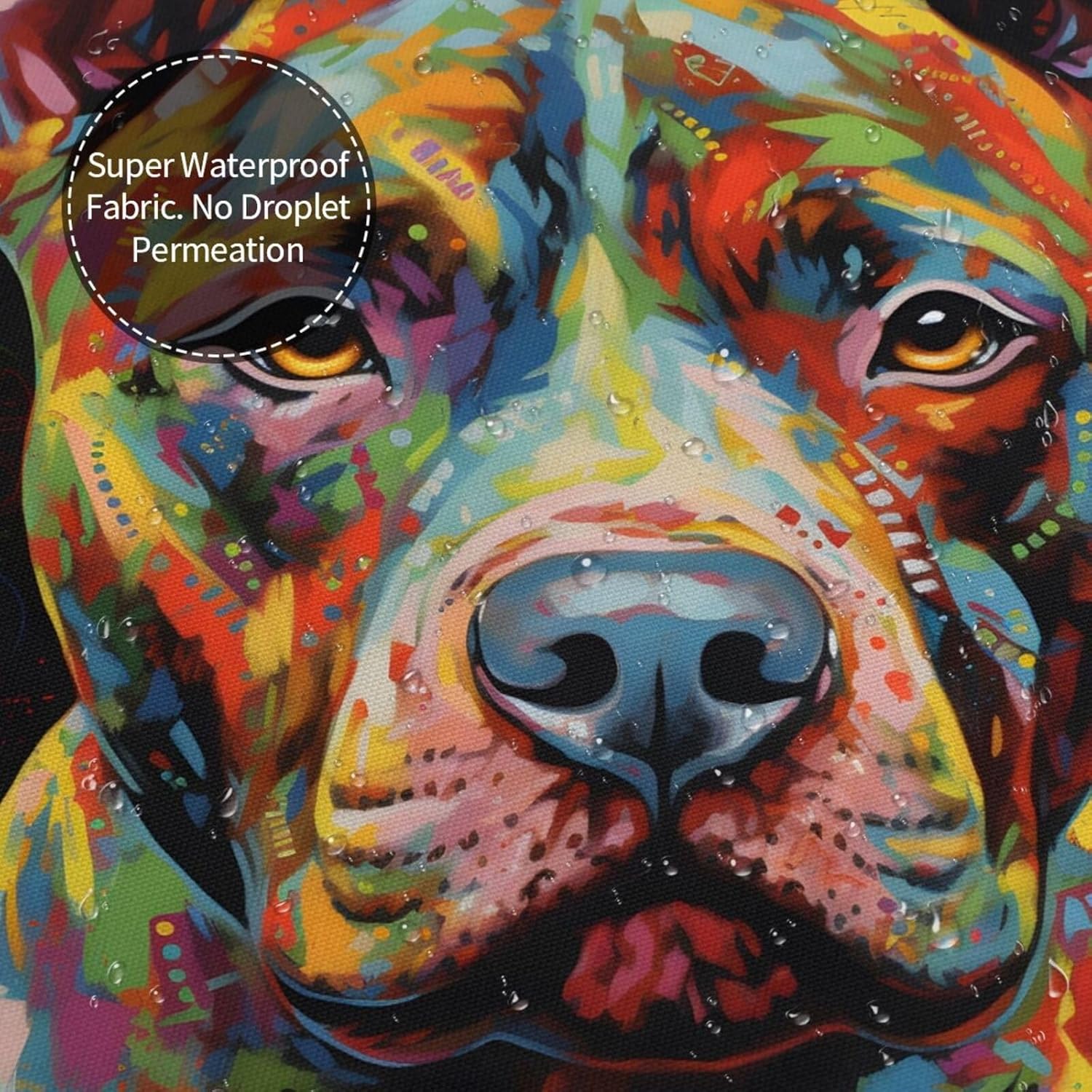 Pitbull Florescent Dog Shower Curtain, 72 x 72 Inch Bathroom Home Waterproof Polyester Fabric with 12 Iron Hooks
