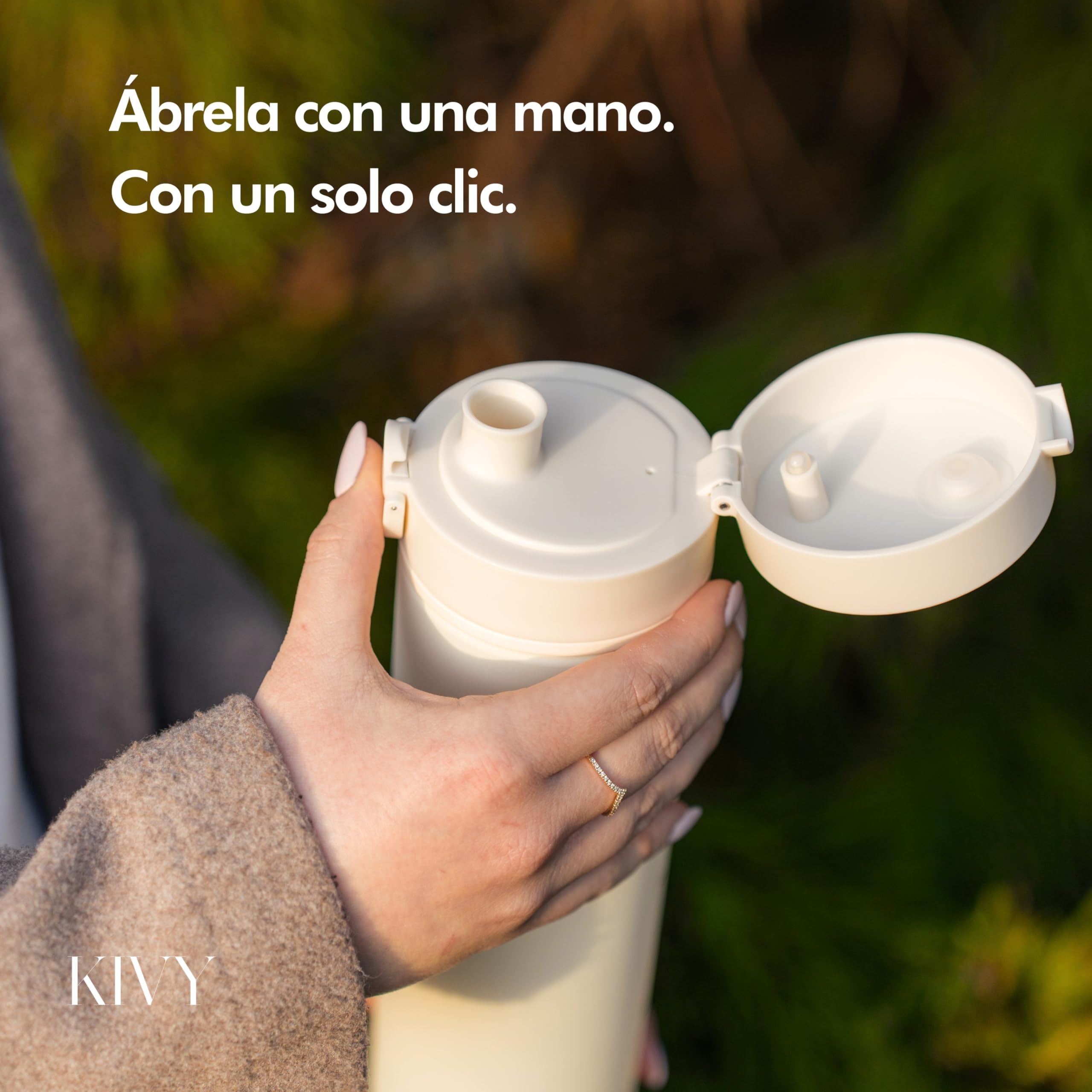 KIVY Tritan Botella de Agua 1L [IRROMPIBLE] - Water Bottle Sin BPA para Gimnasio, Gym & Deporte - Garrafa Reutilizable de Plástico Apto Lavavajillas - Cantimplora Deportiva, Oficina y Escuela - Blanco - 5