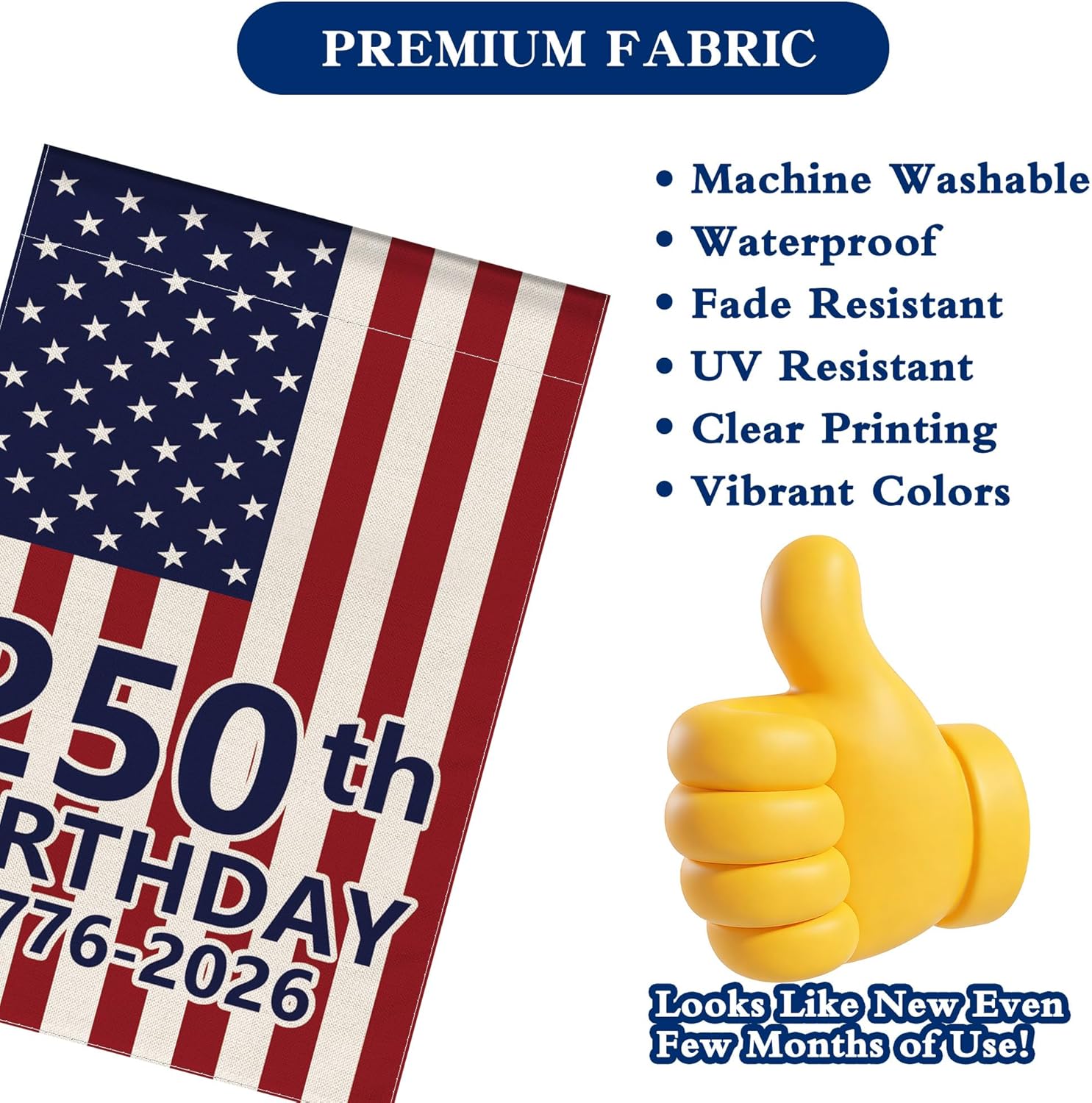 250 Anniversary USA Garden Flag, 250th Anniversary America Flag 250 Years Birthday Patriotic Banner American 4th of July Freedom Yard Sign 1776-2026 Commemorative Double-Sided Waterproof 12x18 Inch - Image 8