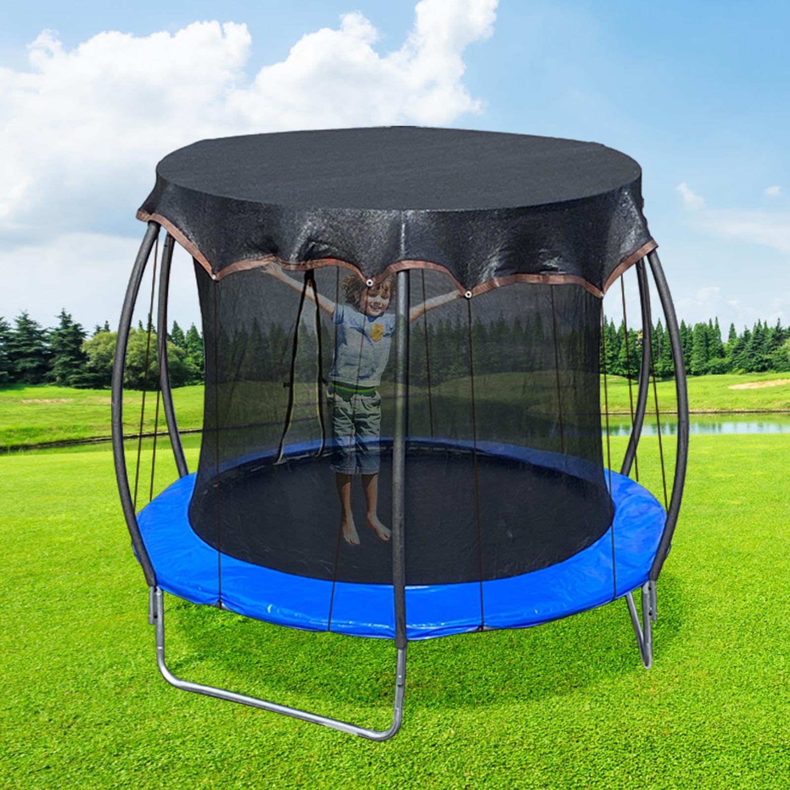 Copertura ombreggiante per trampolino – Tessuto resistente agli agenti atmosferici, design a rete traspirante, strato di protezione UV, dimensioni 6 piedi 8 piedi10 piedi12piedi 14piedi | Ombrello