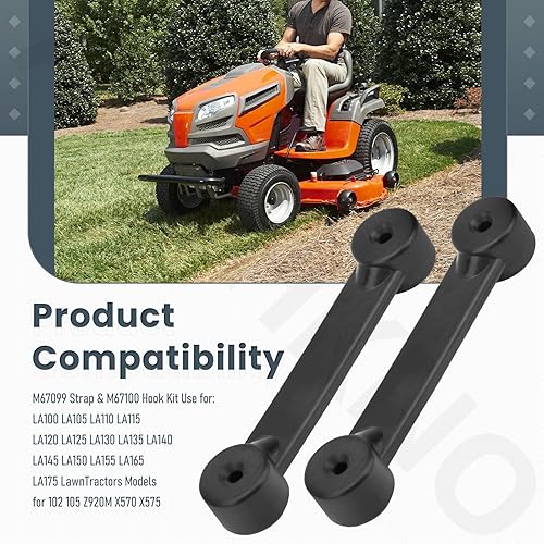 Miniatura 6 de M67099 Strap and M67100 Hook Kit Compatible with John-Deere Lawn & Garden Tractors Bagger Chute Attaching Strap Kit for John-Deere F Z LA X LT