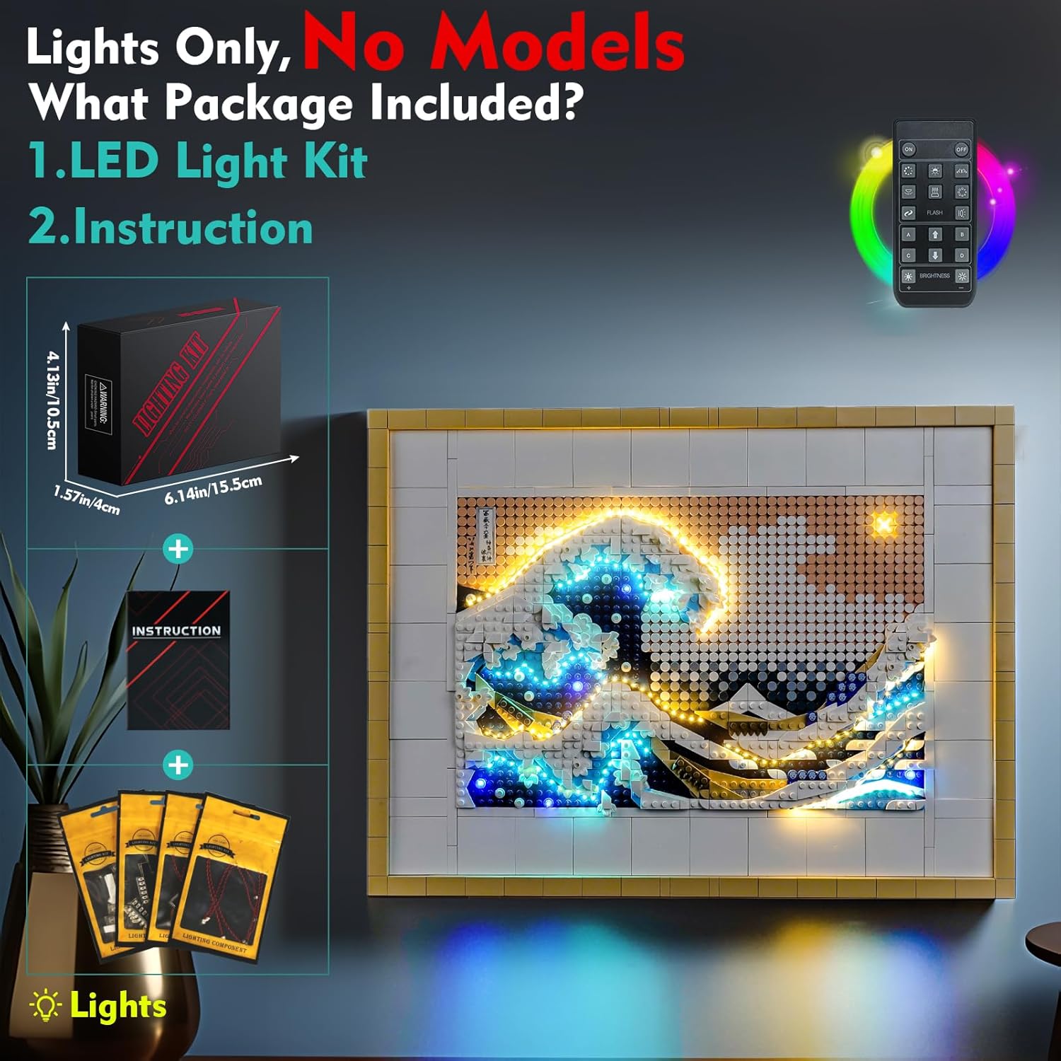 LocoLee Light kit Compatible with Lego 31208 Hokusai – The Great Wave - No Model Only Light, LED Lighting Accessories Compatible with Lego 31208 Kanagawa Surfing Set (RC Version)