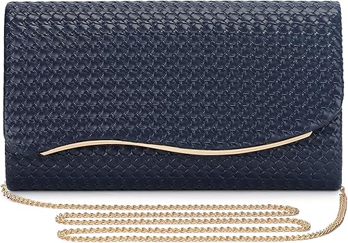UBORSE Bolsos de mano de noche para mujer, bolso de noche formal tejido, de cuero vegano, bolso cruzado de hombro, bolsa tipo sobre