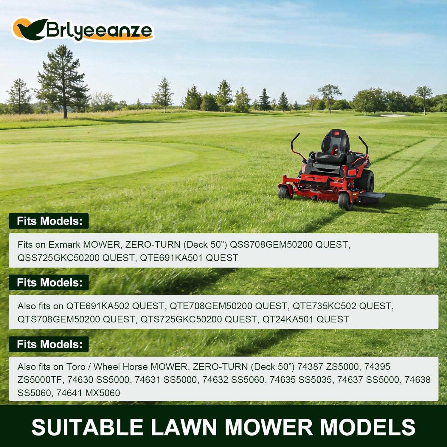 119-8820 Mower Deck Belt for Toro TimeCutter 50 Inch SS5000 SS5060 MX5000 5000 MX5060 74630 74632 75750 75751 75755 Exmark Quest Zero Turn Mowers（1/2" x 141.5"）