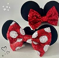 Vista 6 de Lazos de pelo con lentejuelas para mujer, lazos de terciopelo con orejas de ratón para coleta, recuerdos de fiesta, disfraz de cosplay, accesorios