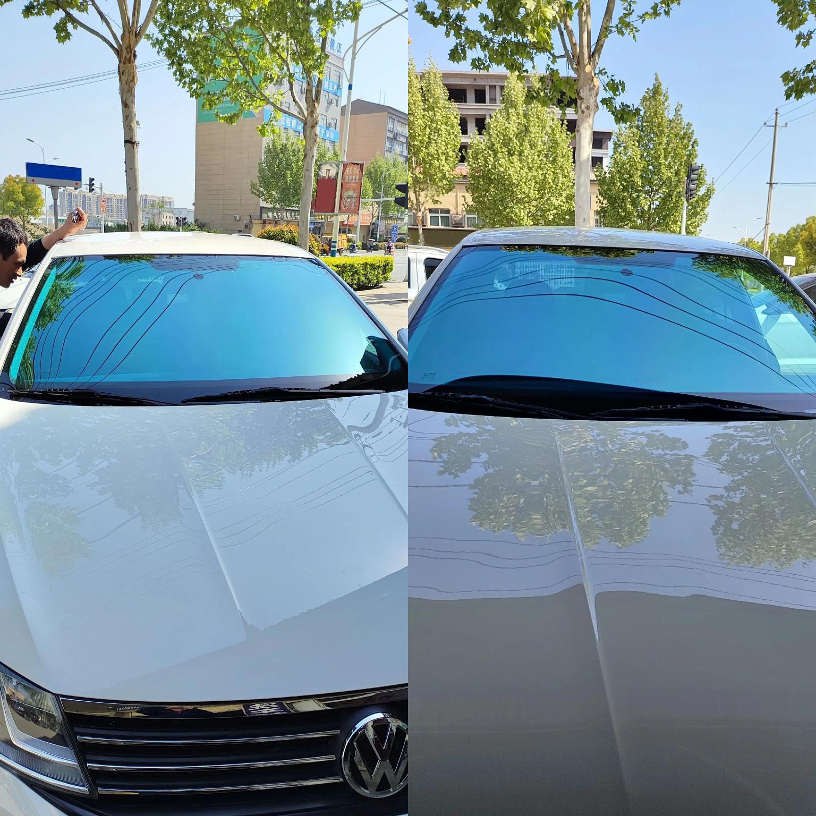 VLT 68% Himmelblaue Scheibenfolie Auto für Frontscheiben, PET Scheiben Folie, Sonnenschutzfolien scheiben tönung Folie Auto (100 x 300 cm)