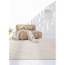 Fresco Ekru Natural Iskandinav J&uuml;t Yıkanabilir Halı Kilim Balkon Teras Salon Koridor Halısı 20521b, 50 x 80