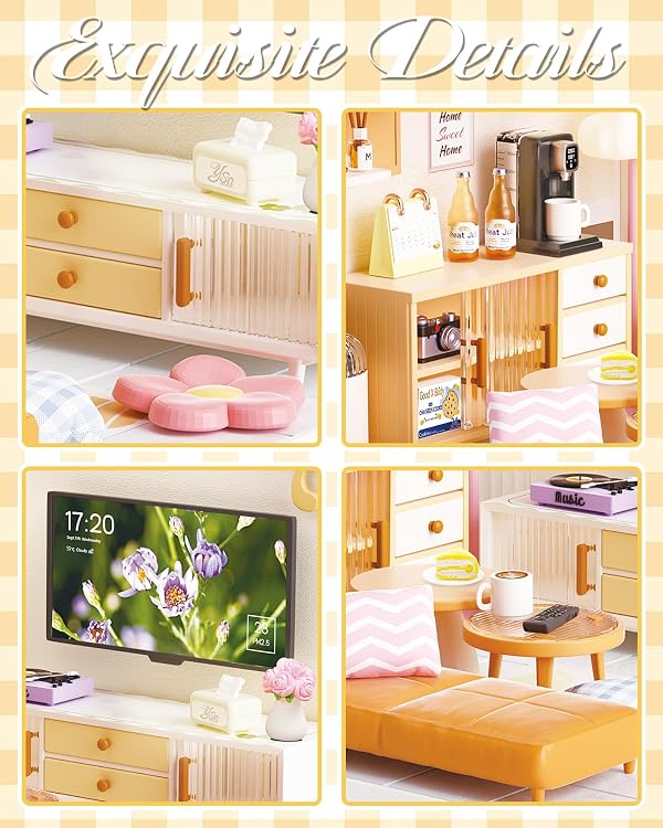 Kisoy DIY Miniature House Kit, Tiny House Kit with Furniture and LED Light, Mini Blocks Model Kit Sets, DIY Crafts/Hobbies Toys for Adults and Teens (Living Room) by Kisoy - Used condition - Image 5