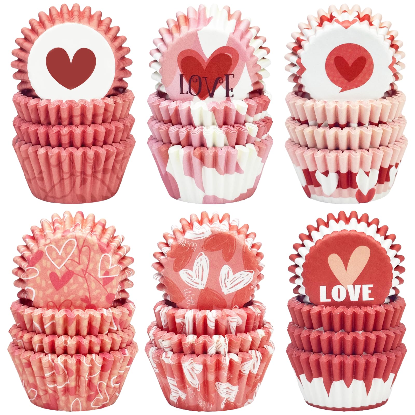 Gcardist Mini-Muffinförmchen Cupcake-Becher 300 Stück Rosa Valentinstag Lebensmittelqualität Verlauf-Design Muffinpapier Backförmchen Cupcake-Hüllen (Kleine Größe)