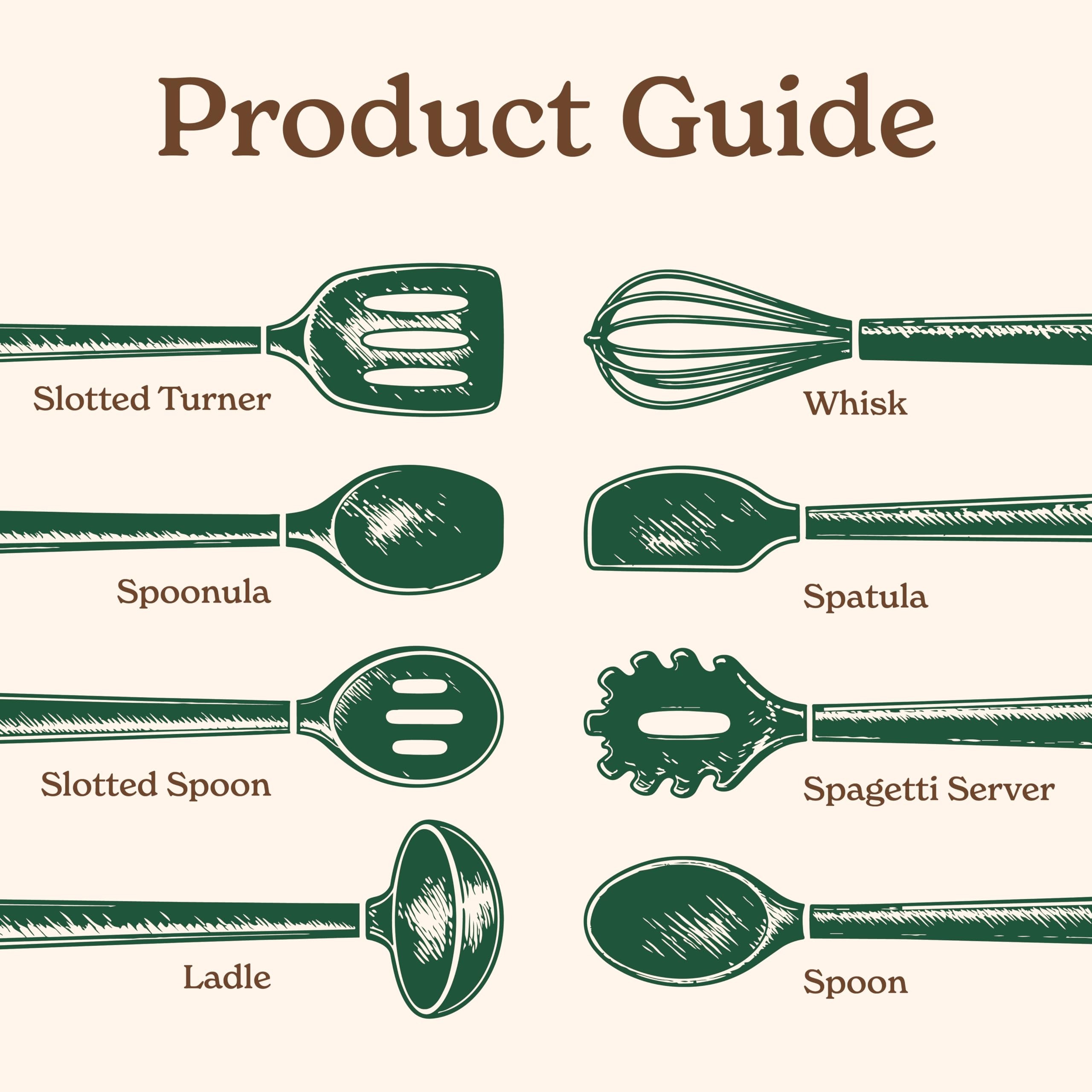 Country Kitchen Antihaft-Silikon-Utensilien-Set mit abgerundeten Holzgriffen zum Kochen und Backen, 8-teiliges Set, Grün
