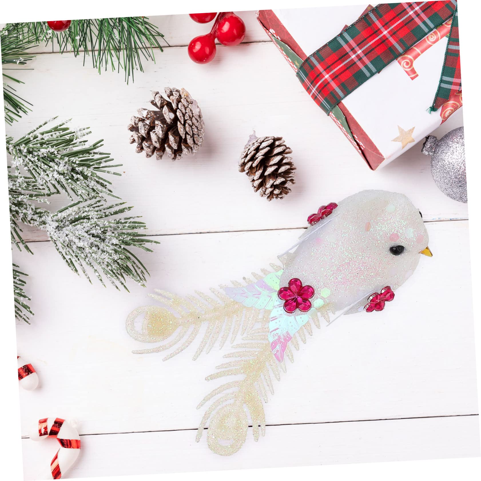 Amosfun 6 Sätze Schaum Vogel Weihnachtsbaumdeko Tannenbaum Dekoration Türdeko Weihnachten Klampen Vogel- Gefälschte Vogelfiguren Vogeldekoration Weihnachtsbaum Weiß 6 Stück * 6