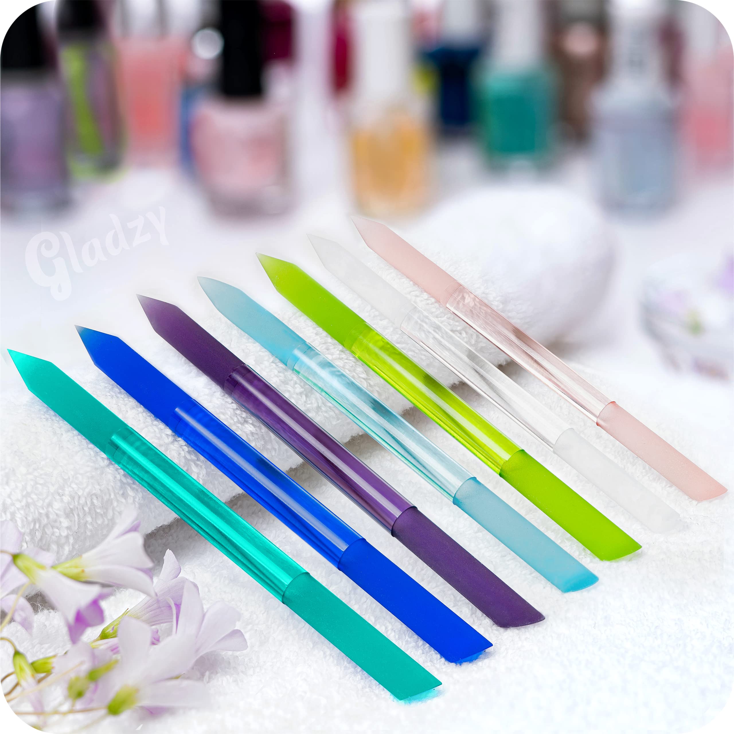 Lime à Ongles avec poussoir à Cuticules en Verre - Bâton de manucure, dissolvant à cuticules professionnel de précision, surface abrasive qui ne s’use jamais, qualité tchèque authentique par Gladzy