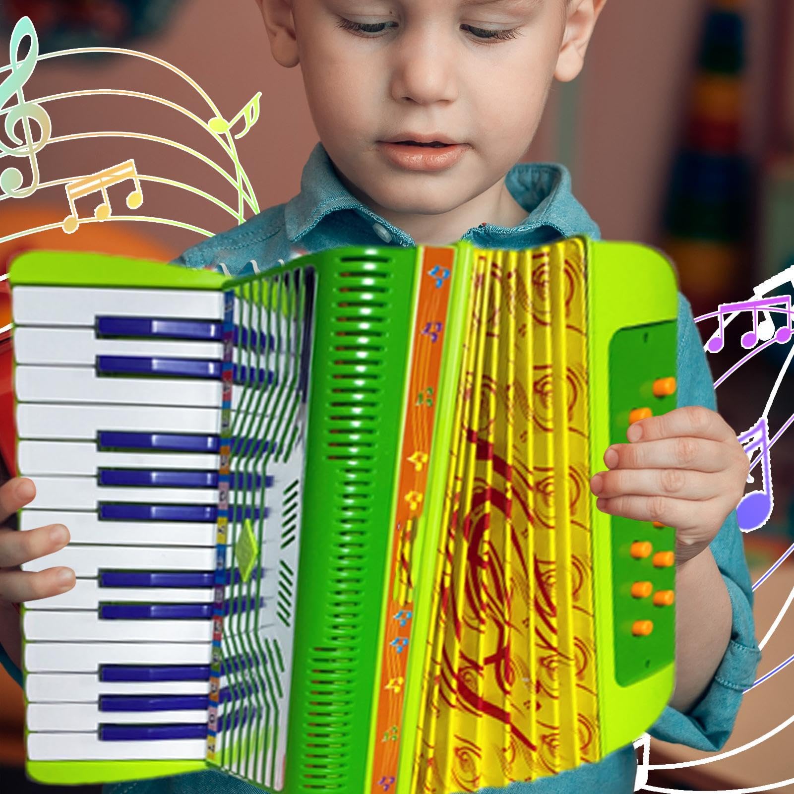 Fisarmonica per bambini - Fisarmonica piccola a 17 tasti, strumento | musicale leggero a 6 bassi, giocattolo educativo per bambini e principianti, simpatica fisarmonica per ragazzi e me